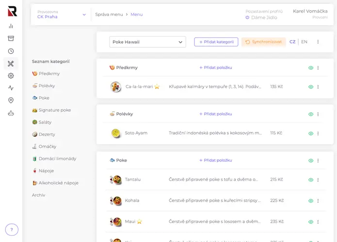 menu manager menu import&eacute;r spr&aacute;va menu