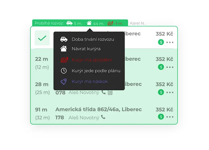 v&yacute;počet doby rozvozu kur&yacute;ra a jeho n&aacute;vratu