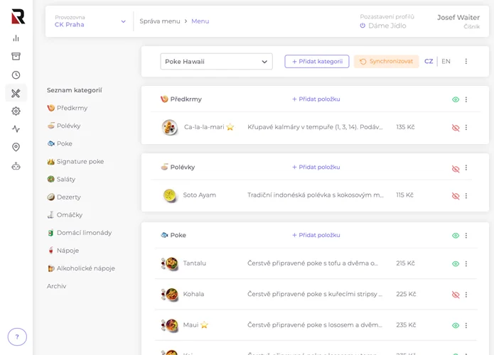 skryt&iacute; a zobrazen&iacute; položek na v&scaron;ech platform&aacute;ch